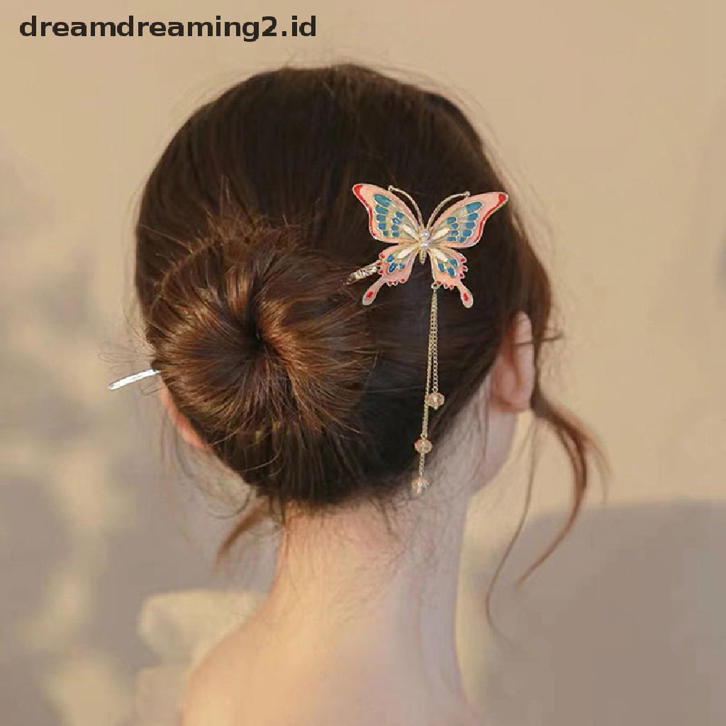 (dream) Fashion Stik Rambut Kupu-Kupu Untuk Wanita Shell Hair Clip Pin Minimalis Bentuk U Gadis Jepit Rambut Hair Bun Maker Hiasan Kepala//