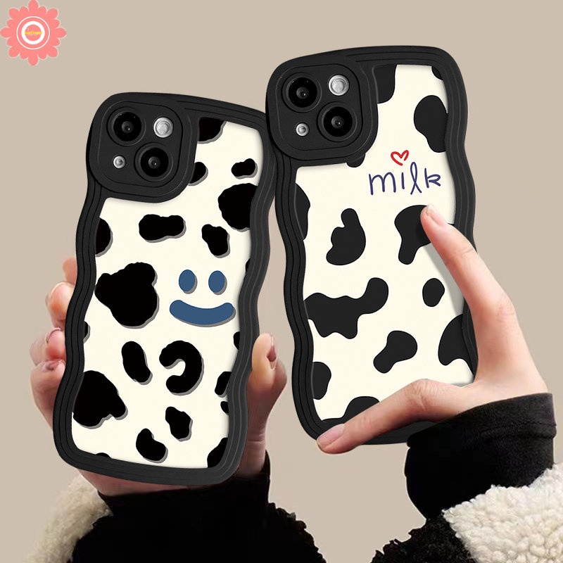 Case Oppo A57 A17 A54 A17K A12 A15 A5s A16K A53 A7 A76 A74 A1k A16 A3s Reno 8T 8 7Z 6 8Z A77s A9 A5 A55 A16s A78 A96 A52 A95 A77 A92 A72 A58 Smiley Leopard Soft Tpu Sarung Tepi Wavy