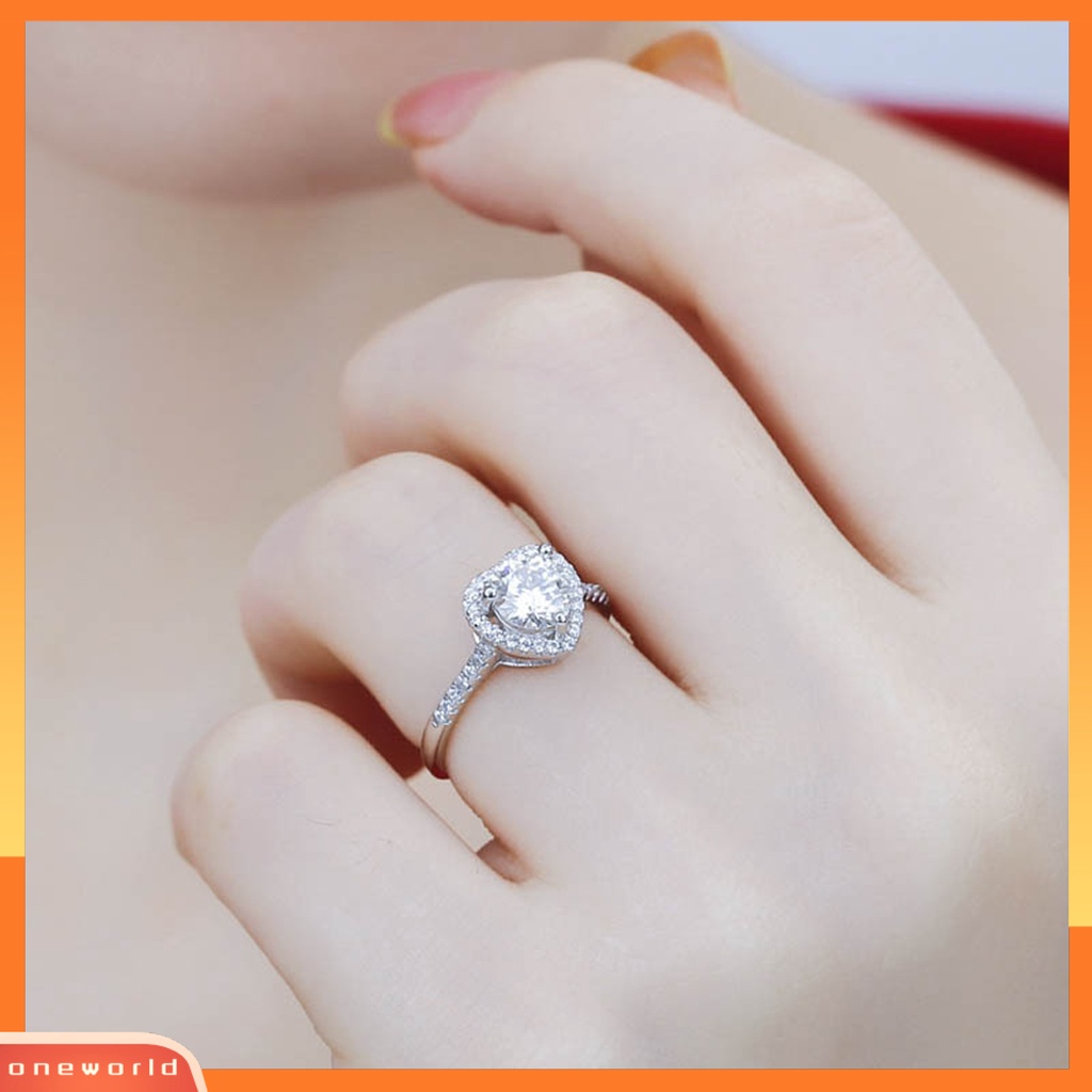 [EONE] Cincin Wanita Bentuk Hati Cubic Zirconia Perhiasan Cincin Jari Bersinar Untuk Pesta Pernikahan Prom Banquet