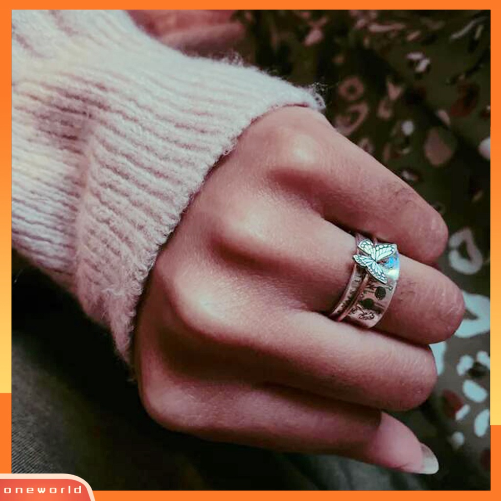 [EONE] Cincin Kupu-Kupu Motif Bunga Tahan Pudar Alergi Bebas Tunjuk Pesona Unik Alloy Gaya Kupu-Kupu Berputar Jari Cincin Perhiasan Hadiah Ulang Tahun