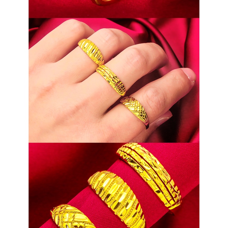 Goldkingdom Perhiasan Fashion 24K Bangkok Aksesoris Ready Stock Pria Mendominasi Cincin Pria Baru Minimalis Dan Serbaguna