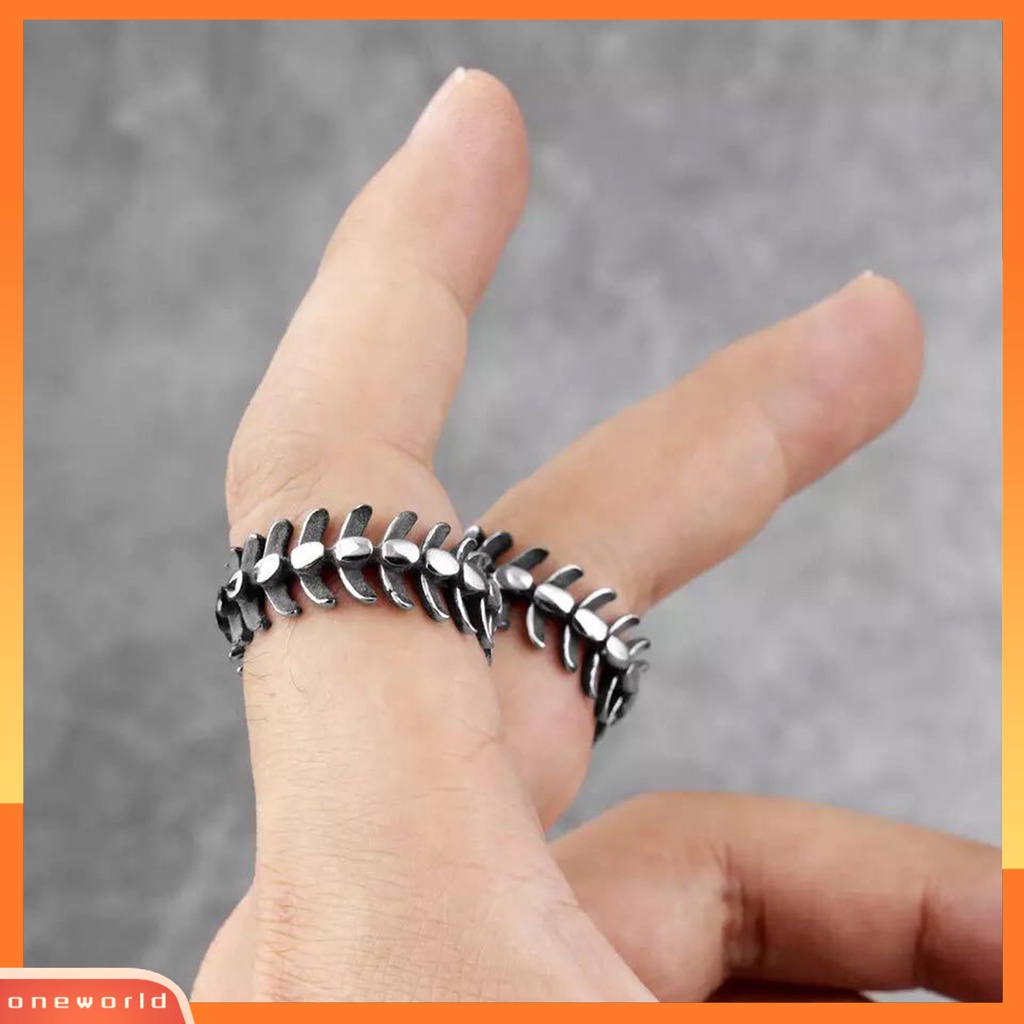 [EONE] Jari Cincin Pengerjaan Halus Geometris Electroplating Retro Menarik Dekorasi Warna Perak Naga Tulang Ikan Cincin Perhiasan Aksesori