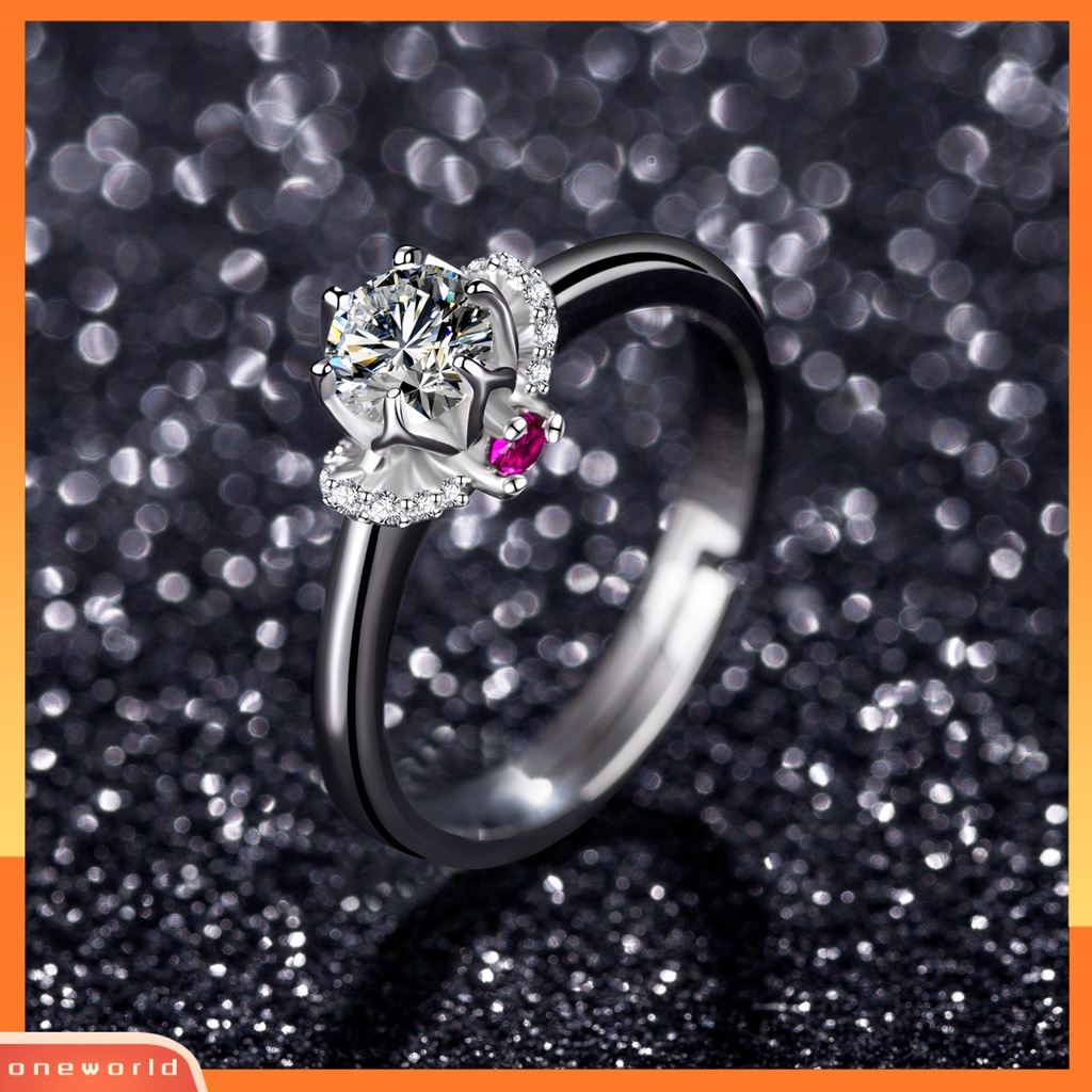 [EONE] Jari Cincin Cubic Zirconia Berlian Imitasi Mengkilap Electroplating Polishing Dekorasi Pembukaan Berkilau Wanita Cincin Pertunangan Perhiasan Aksesori