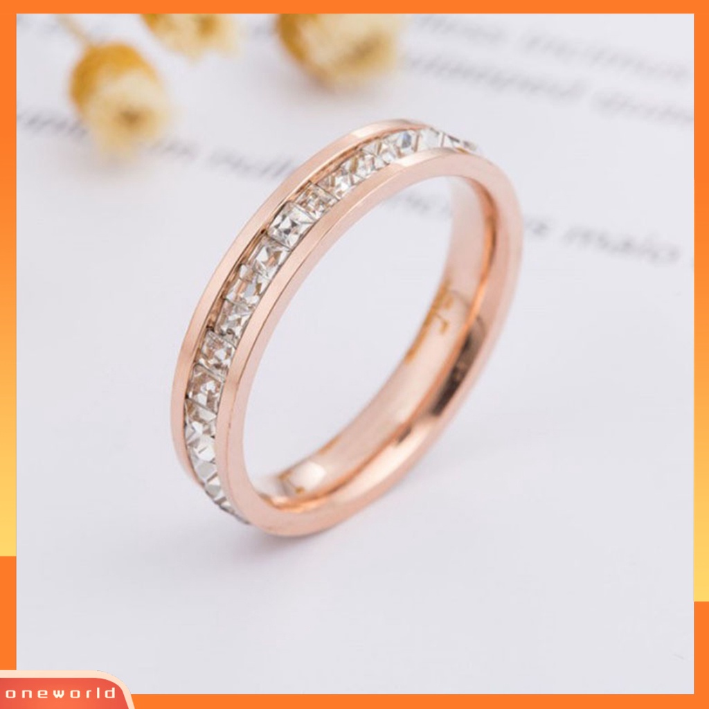 [EONE] Wanita Cincin 2-layers Minimalis Dipoles Mungil Hadiah Mewah Emas Warna Perak Berkilau Berlian Imitasi Dewasa Jari Cincin Perhiasan Fashion