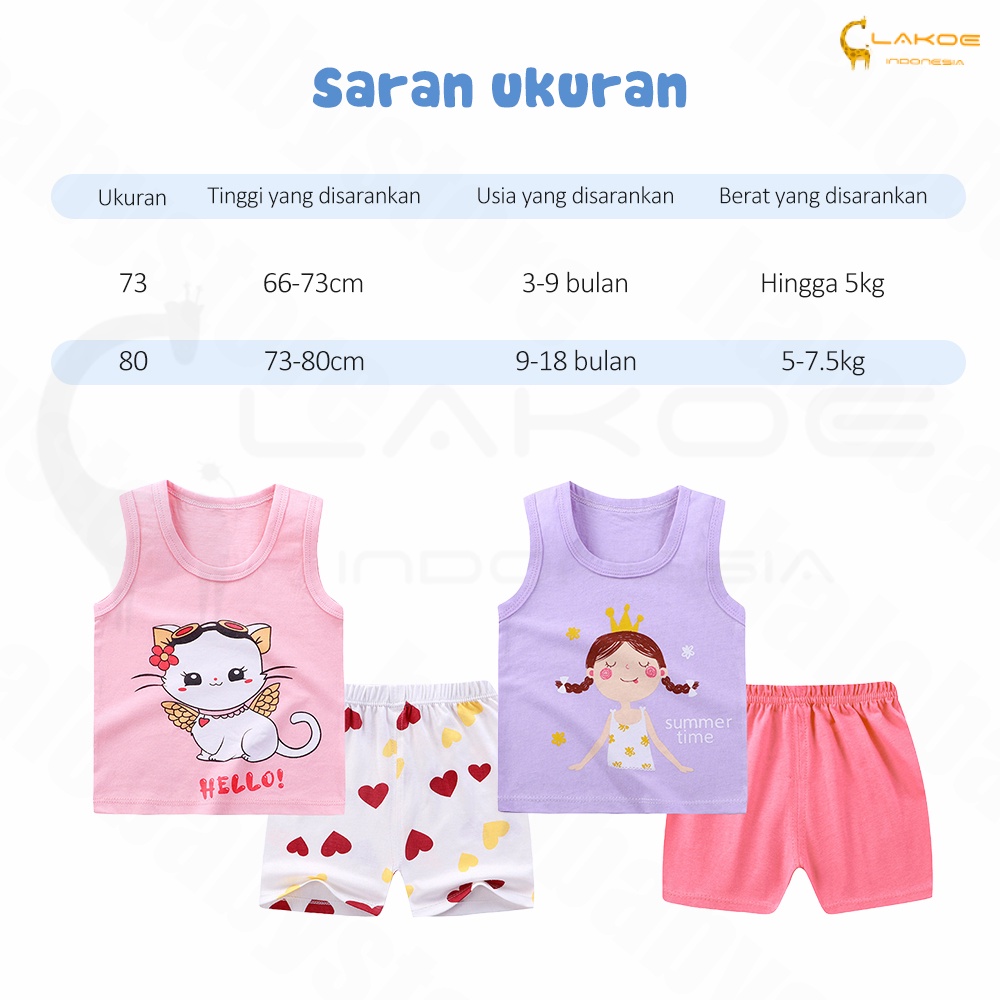 Lakoe Baju Anak Tanpa Lengan/Setelan Baju Singlet Anak Import/Baju Oblong Anak/Pakaian Anak Oblong