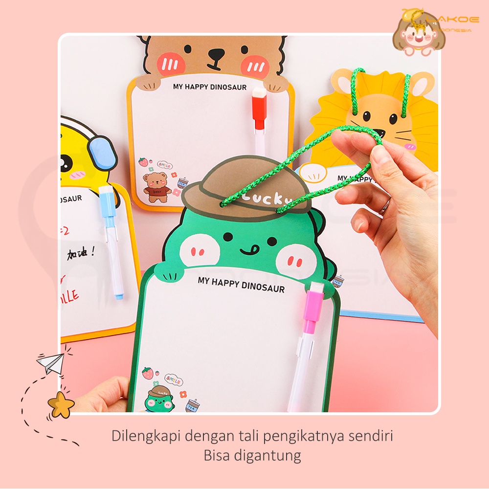 Lakoe Papan Tulis Mini Mainan Edukasi untuk Anak/Whiteboard Kartun lucu mengirim Erasable Marker