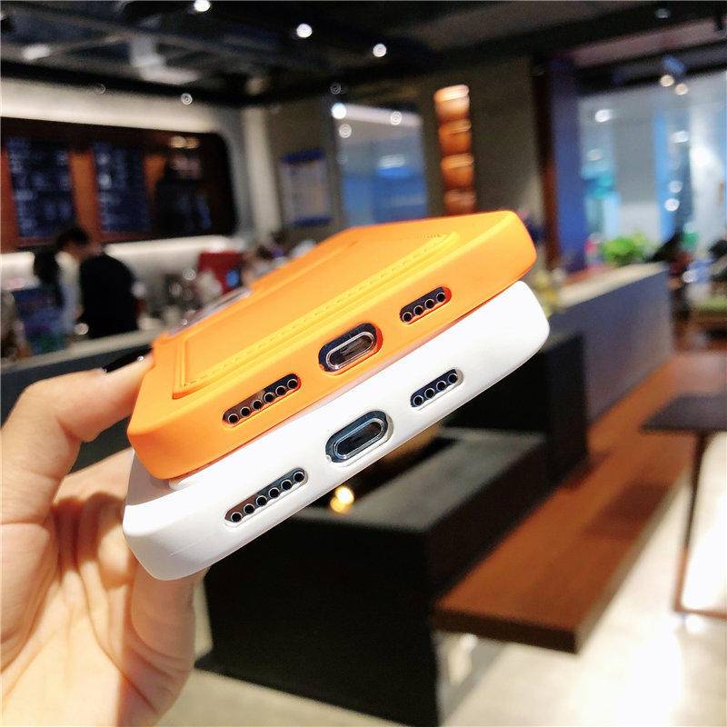 Tas Kartu Cover Shockproof Silikon Lembut Warna Permen Casing Ponsel Untuk iPhone X XS MAX Xr7 8 Plus SE 2022 2020