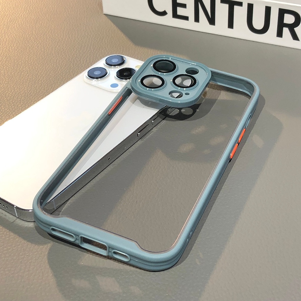 IPHONE  Casing Transparan Ultra Tipis Mewah Untuk Iphone11 12 13 Pro Max Dengan Lensa Film IPhone14 Pro Max Plus Pelindung Kamera Clear Cover Casing