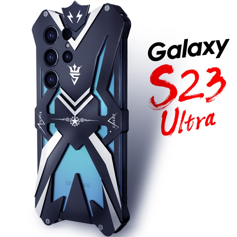 Luxury Armor Metal Aluminium Cover Untuk Samsung Galaxy S23 Ulrta S21 S22 Note20 Ulrta Case Peluru Bracket Ponsel Shell