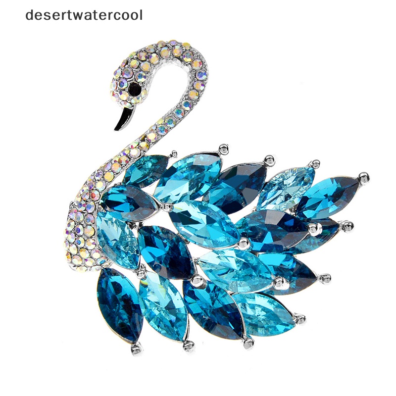 Deid 1Pc Berlian Imitasi Swan Bros Biru Gradien Swan Bros Elegan Mantel Perhiasan Martijn