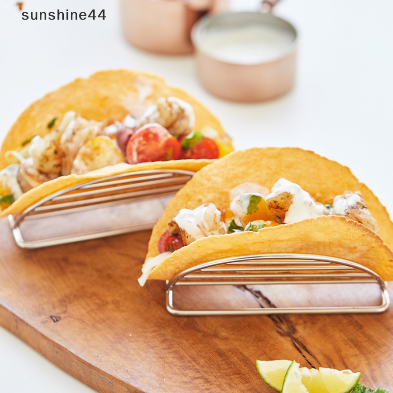 Sunshine 304tempat Taco Stainless Steel Bentuk Gelombang Makanan Meksi Stand Tray Rak Hard ID