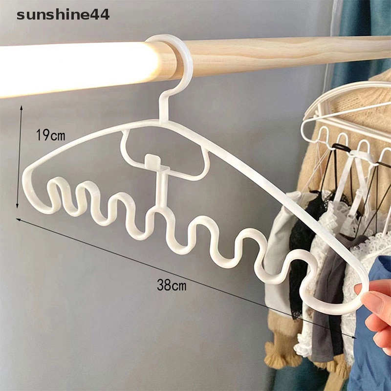 Sunshine 1pc Waves Multi port Support Gantungan Untuk Pengering Pakaian Rak Baju Plastik Drying Hanger Storage Hanger ID