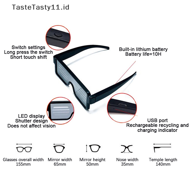 Tastetasty 10pola Kacamata Elektronik Dengan Lampu LED Luminous Dekorasi Pesta.