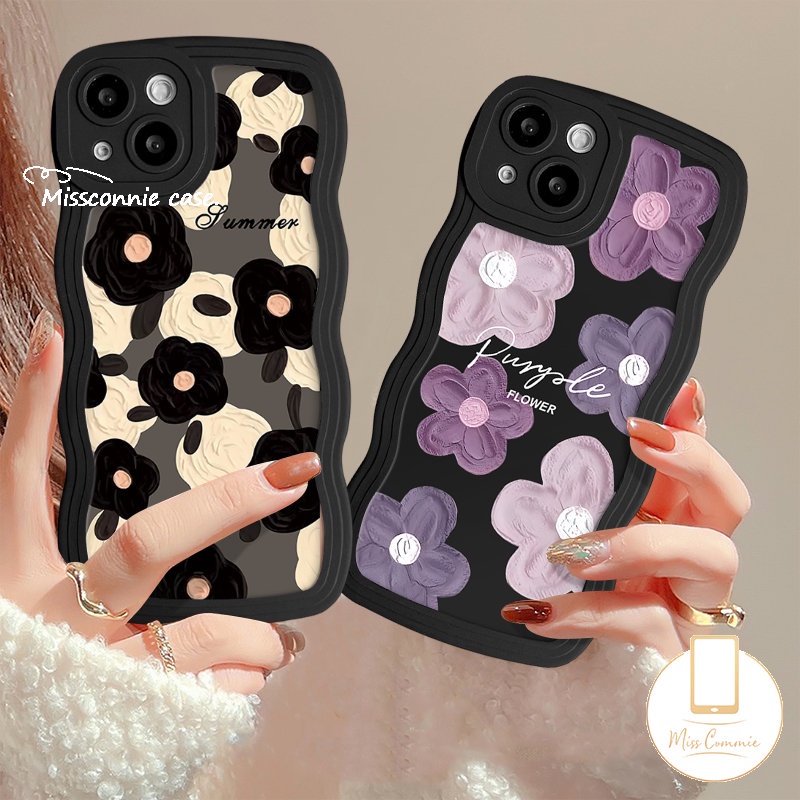 Case Bunga Lukisan Cat Minyak Seni Untuk Infinix Hot12 10 9 11 Play Smart6 4 5 Plus Panas20 9 10 11s 10s 12i 10Lite 20s 8 12 Pro Note 10Pro 12 G96 Retro Floral Wavy Edge Soft Tpu Sarung