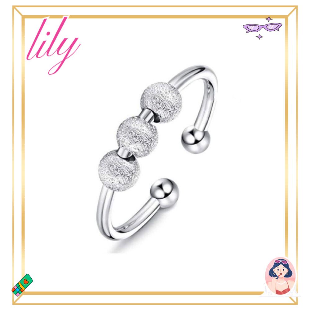 Lily Anxiety Rings Gift Flash Pasir Stainless Steel Berputar Bebas Anti