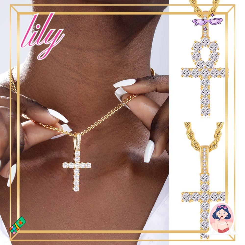 Lily Kalung Salib Fashion Wanita Alloy Rantai Perhiasan Aksesoris Perhiasan Menarik Hip Hop Anker Pendant