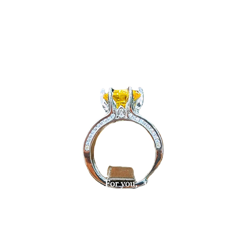 Goldkingdom Aksesoris Perhiasan Fashion Ready Stock 3-karat Delapan Hati Delapan-arrow Cincin Bulan Sabit Murid Berlian Kuning Warna-Warni