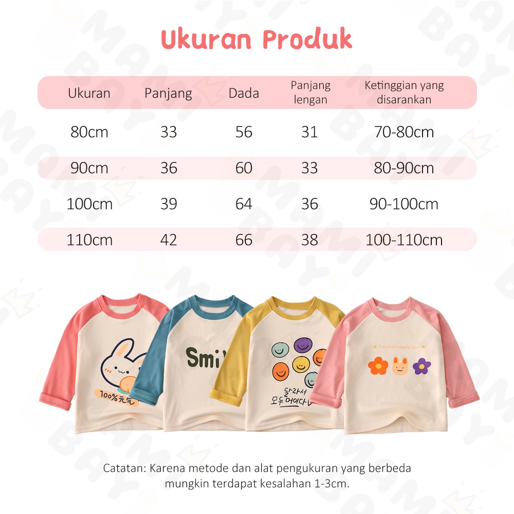 Mamibayi  baju kaos unisex baju anak bayi motif lucu atasan bayi import korea  2-5 tahun