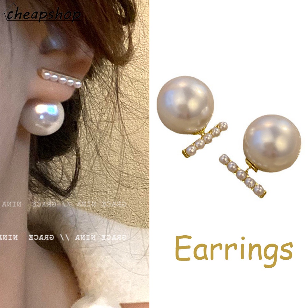 Ifyou Anting Mutiara Emas Satu Font Berbentuk Stud Earring Untuk Wanita Retro Aksesoris Perhiasan