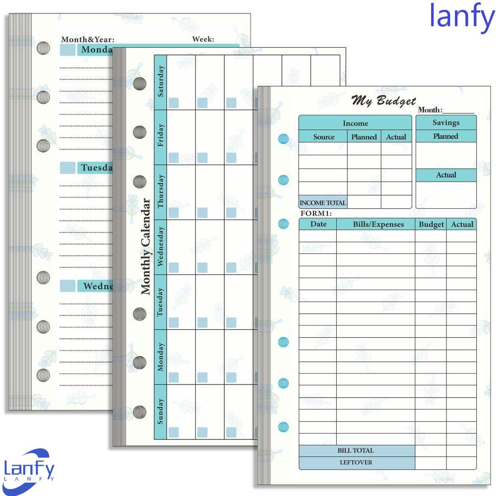 Lanfy A6 Loose Leaf Paper Work Planning Diary Jurnal Manajemen Waktu Alat Tulis Kertas Planner Bulanan Mingguan Di Dalam Kertas Isi Ulang Halaman Dalam