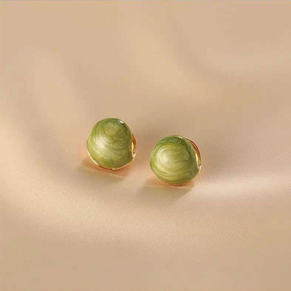 Mxbeauty Anting Bulat Wanita Retro Sederhana Trendi Desain Niche Fashion Perhiasan Drop Oil Alloy Gaya Korea Earrings