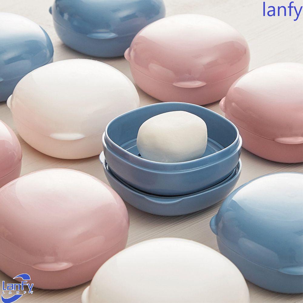 LANFY Portable Soap Dishes Tray Bathroom Storage Accessory Soap Box Travel Shower Organizer Container Shelf Cartoon Outdoor Camping Soap Container/Multicolor