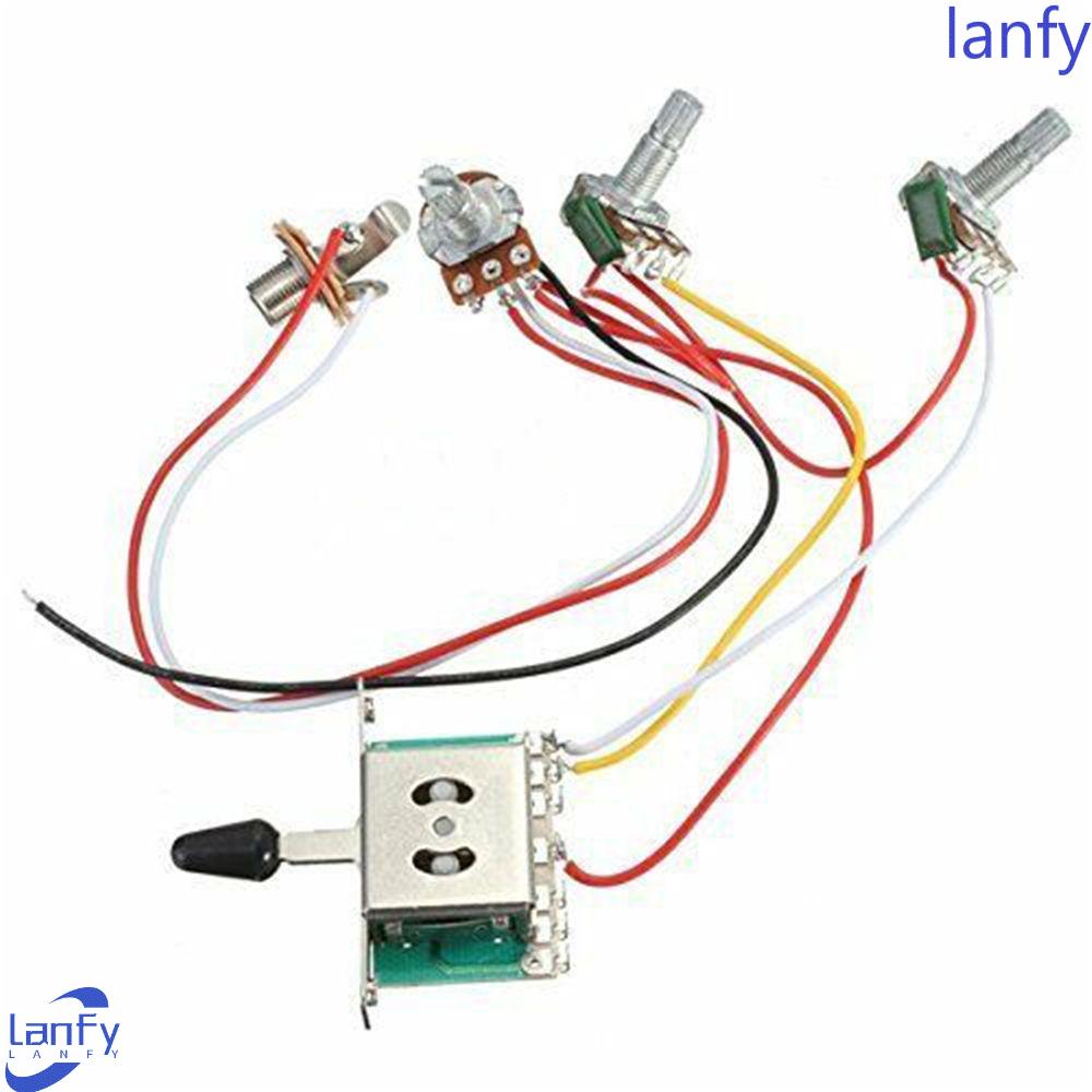 Lanfy Strat Stratocaster 500K Pot Suku Cadang Gitar Wiring Harness Knop 5 Arah