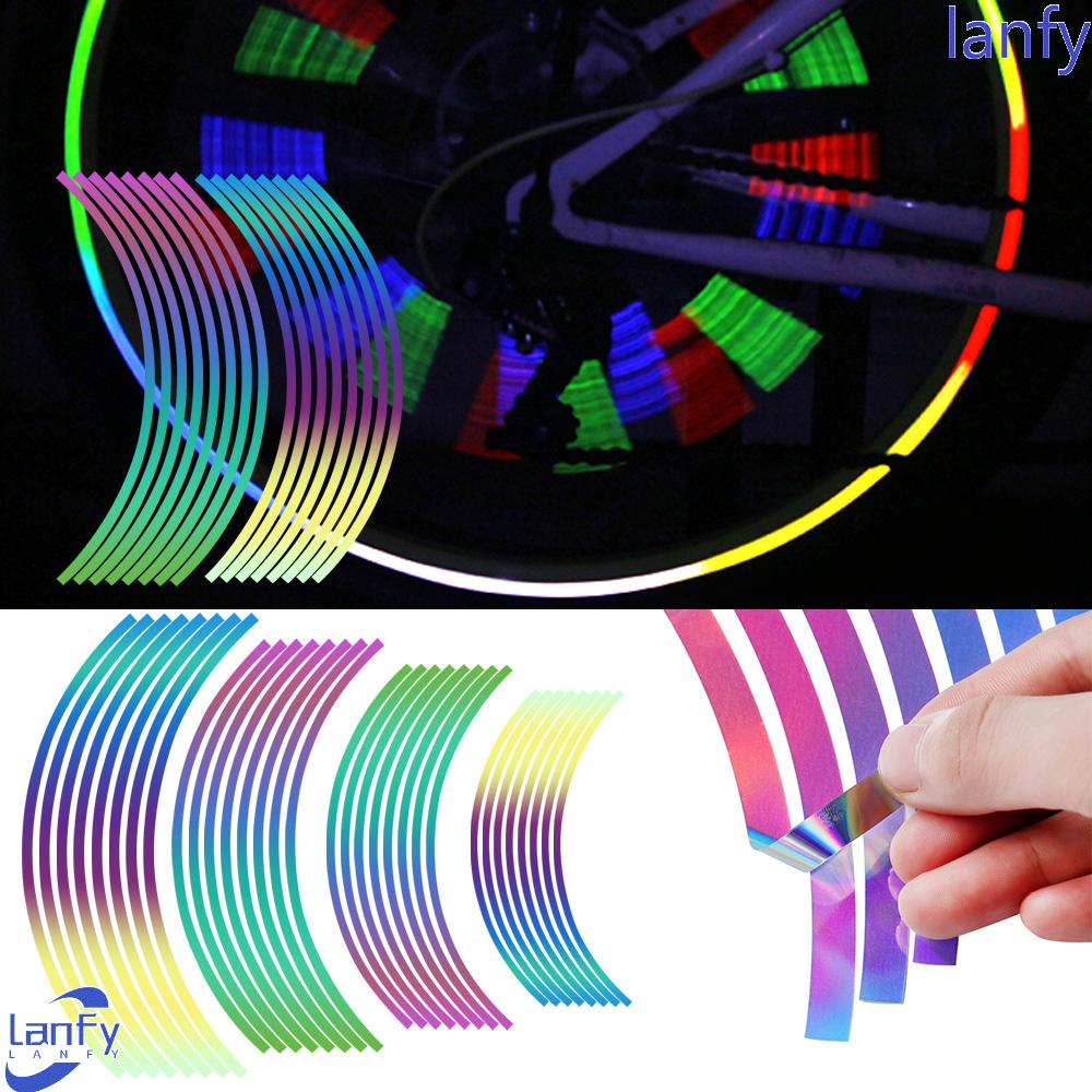 Lanfy Motor Strip Reflektif Aksesoris Mobil Tahan Lama Stiker Reflektif Mobil Laser10 /12 /14 /18Inci PVC Wheel Rim Tape