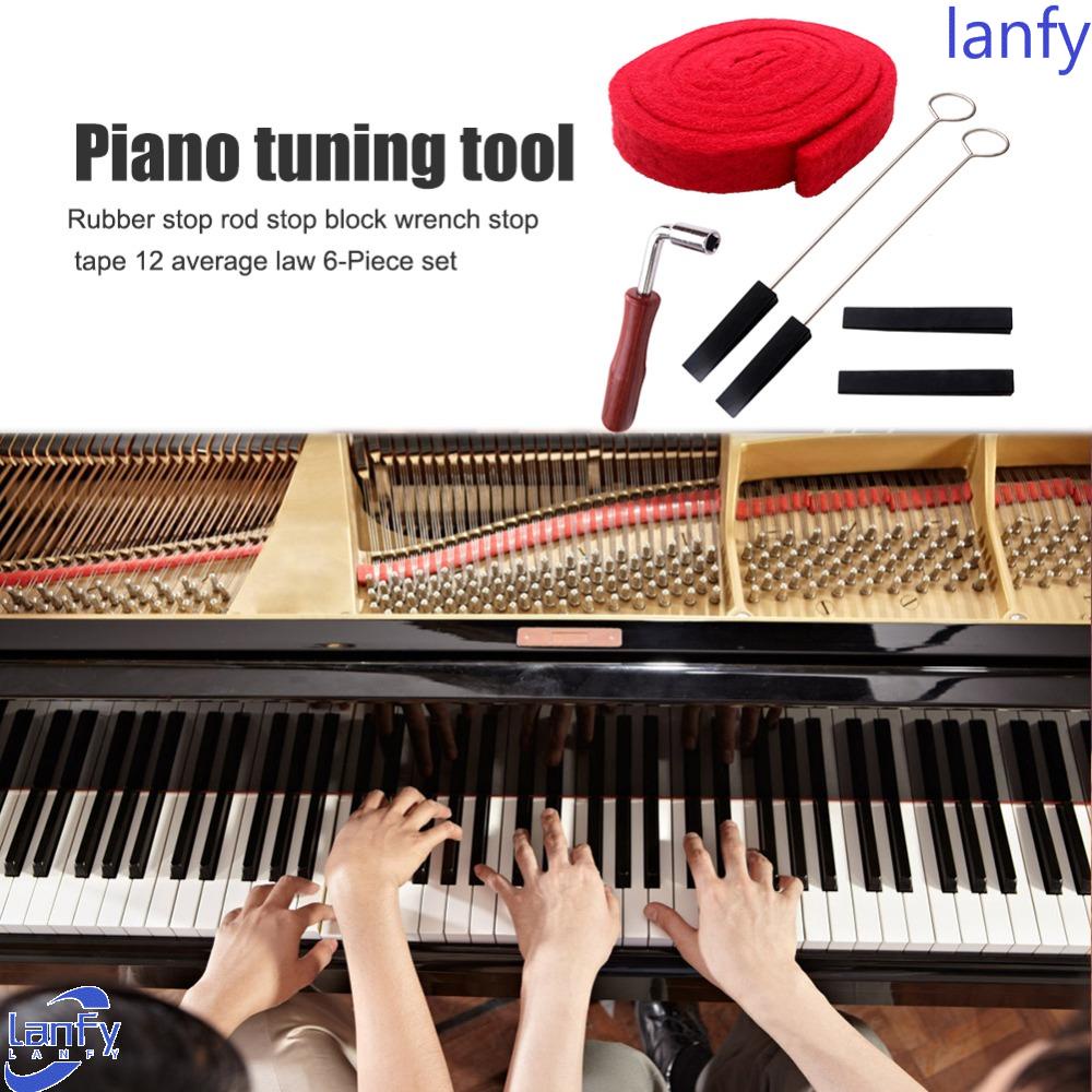 Lanfy Piano Tuning Kit Profesional 6 Pcs/Set Alat Musik Aksesoris Tuning Wrench Piano Tuning Set Memperbaiki Set Piano Tuning Lever