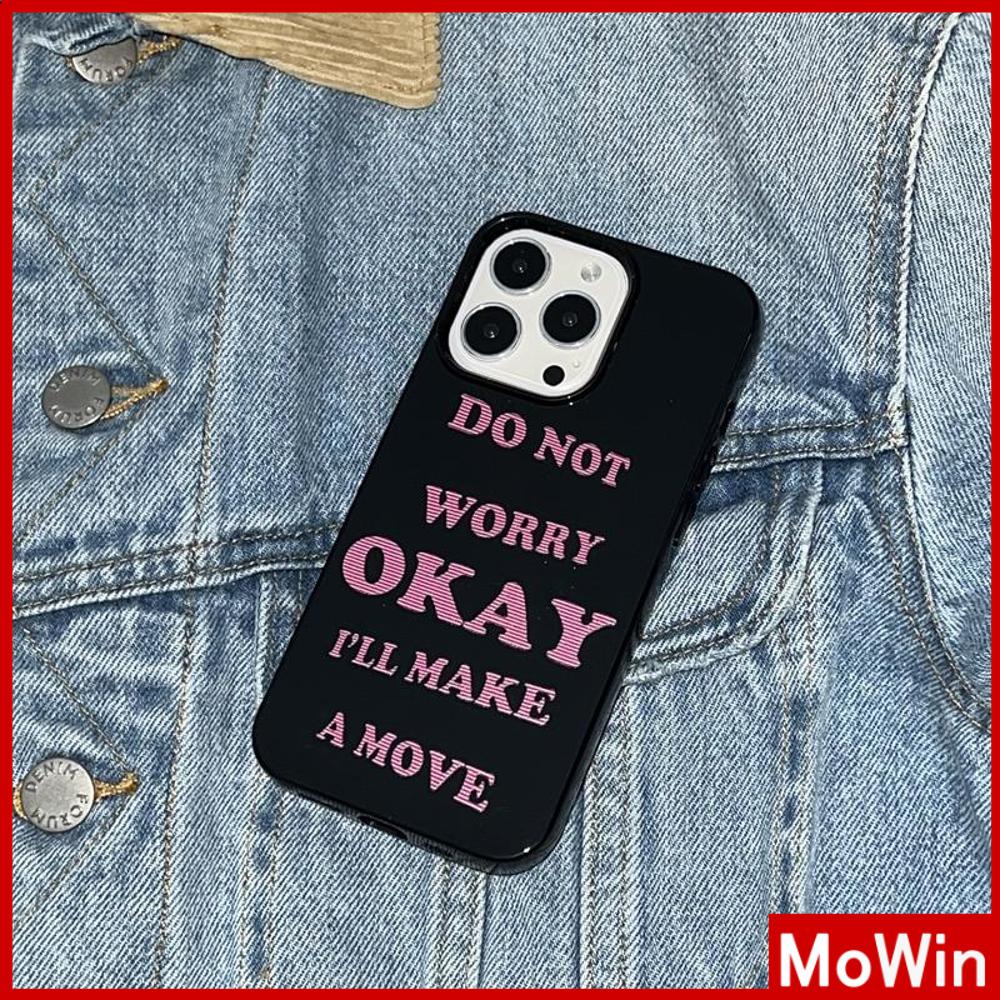 For iPhone 14 Pro Max iPhone Case Black Glossy TPU Soft Case Shockproof Protection Camera Simple Pink Slogan Compatible with iPhone 13 Pro max 12 Pro Max 11 xr xs max 7Plus 8Plus