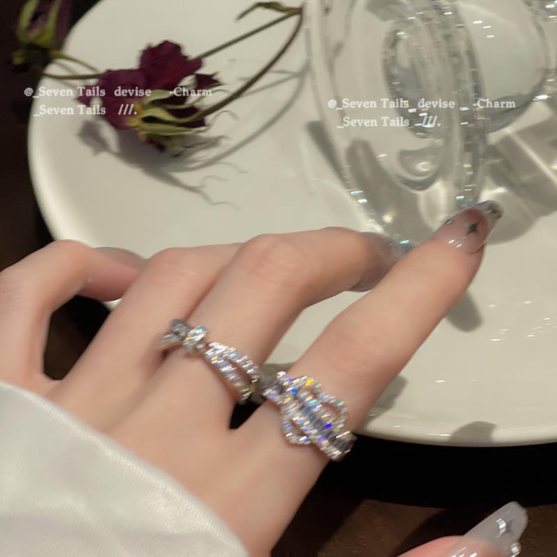 Yeezii Zirkon Cincin Perak Untuk Wanita Indah Berongga Jantung Rings Untuk Best Friend Aksesoris Perhiasan