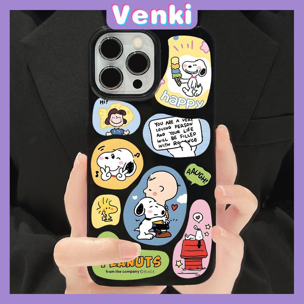 VENKI - For iPhone 14 Pro Max iPhone Cute Cartoon Image Black Phone Case TPU Soft Shell Protection Shockproof Camera Compatible with iPhone 13 Pro max 12 Pro Max 11 xr xs max 7 8