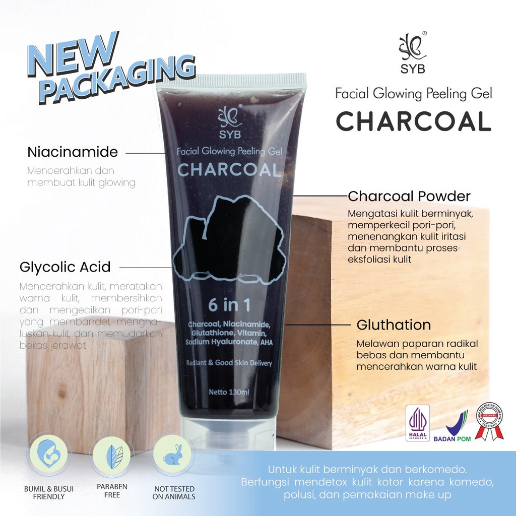 Pembersih Wajah Facial Glowing Peeling Gel Charcoal