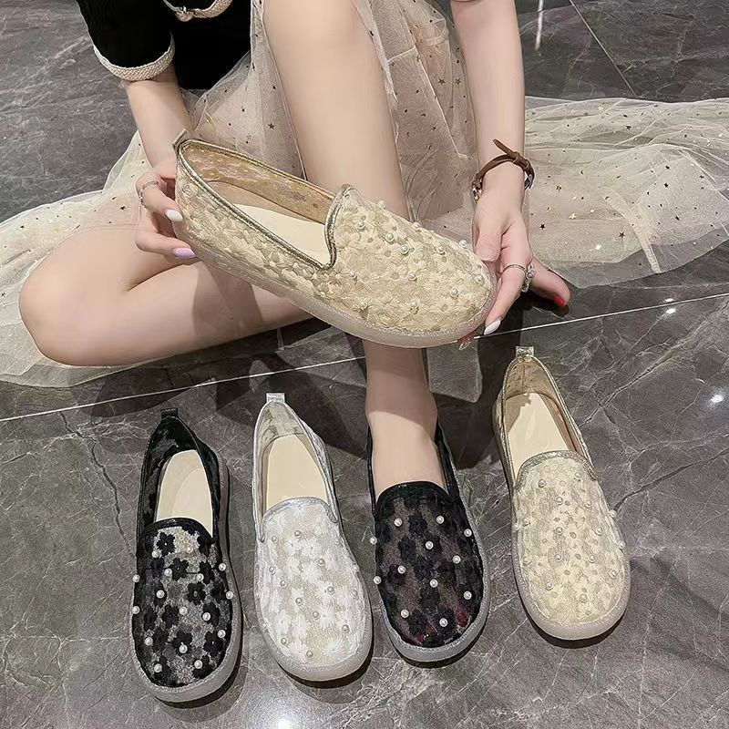 [LC] 1517 Sepatu Wanita Sneakers F69 Brokat mutiara ringan ELEGAN CANTIK Pesta Kerja Keren Trend Casual Kualitas Bagus Impor