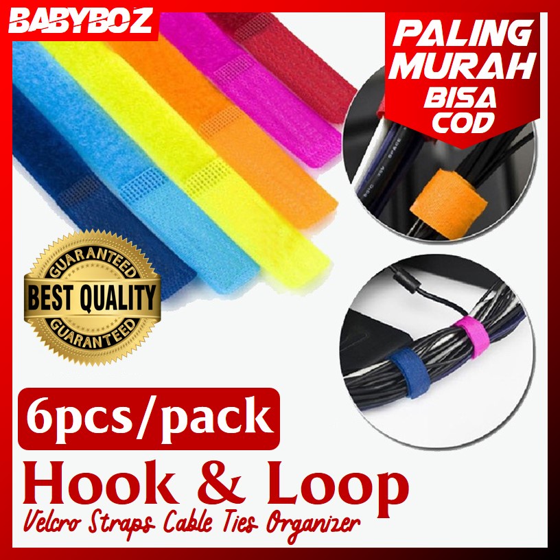 BBM - Hook & Look Klip Kabel Velcro 6 PCS TALI PENGIKAT IKAT KABEL ORGANIZER PERAPI KABEL CABLE MANA