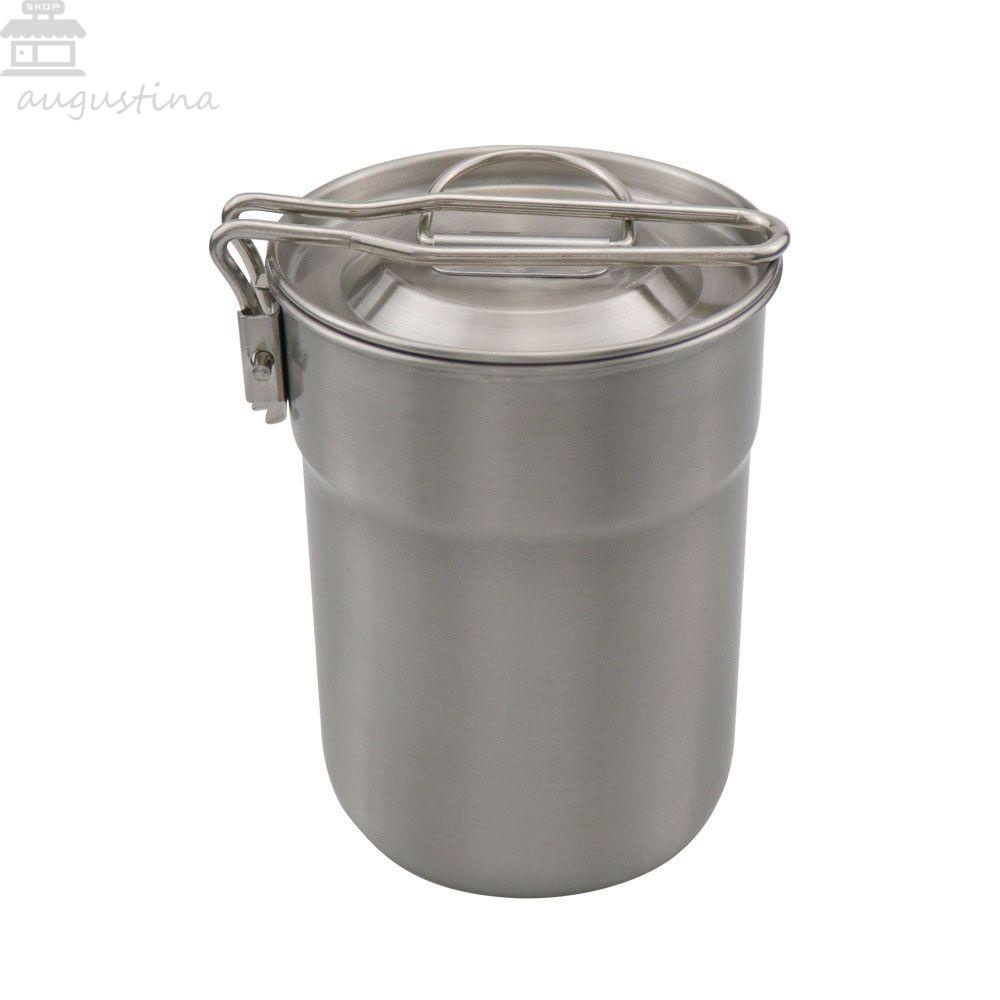 Agustinina Mug Air Portable Pot Pan Outdoor Tools Peralatan Masak Piknik Camping Mug Peralatan Masak Panci Peralatan Makan Cangkir Cangkir Stainless Steel