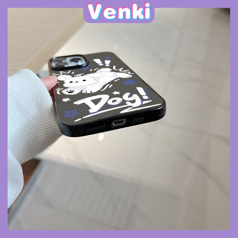 VENKI - For iPhone 11 iPhone Case Black Glossy TPU Soft Case Shockproof Protection Camera Cute Dog Compatible with iPhone 14 13 Pro max 12 Pro Max 11 xr xs max 7Plus 8Plus