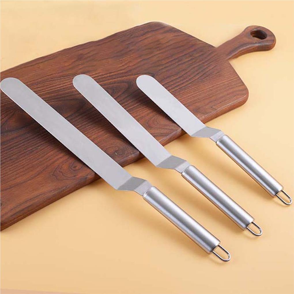 3pcs6 /8 /10Inci Spatula Krim Kue Bahan Stainless Steel Untuk DIY Alat Dekorasi Butter Cake Cream Spatula