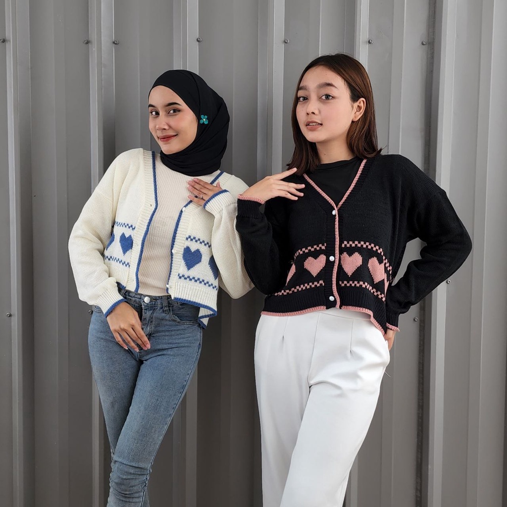 NOUSKA - LOVA CROP CARDIGAN Rajut Korea Crop Top Kekinian Korean Style