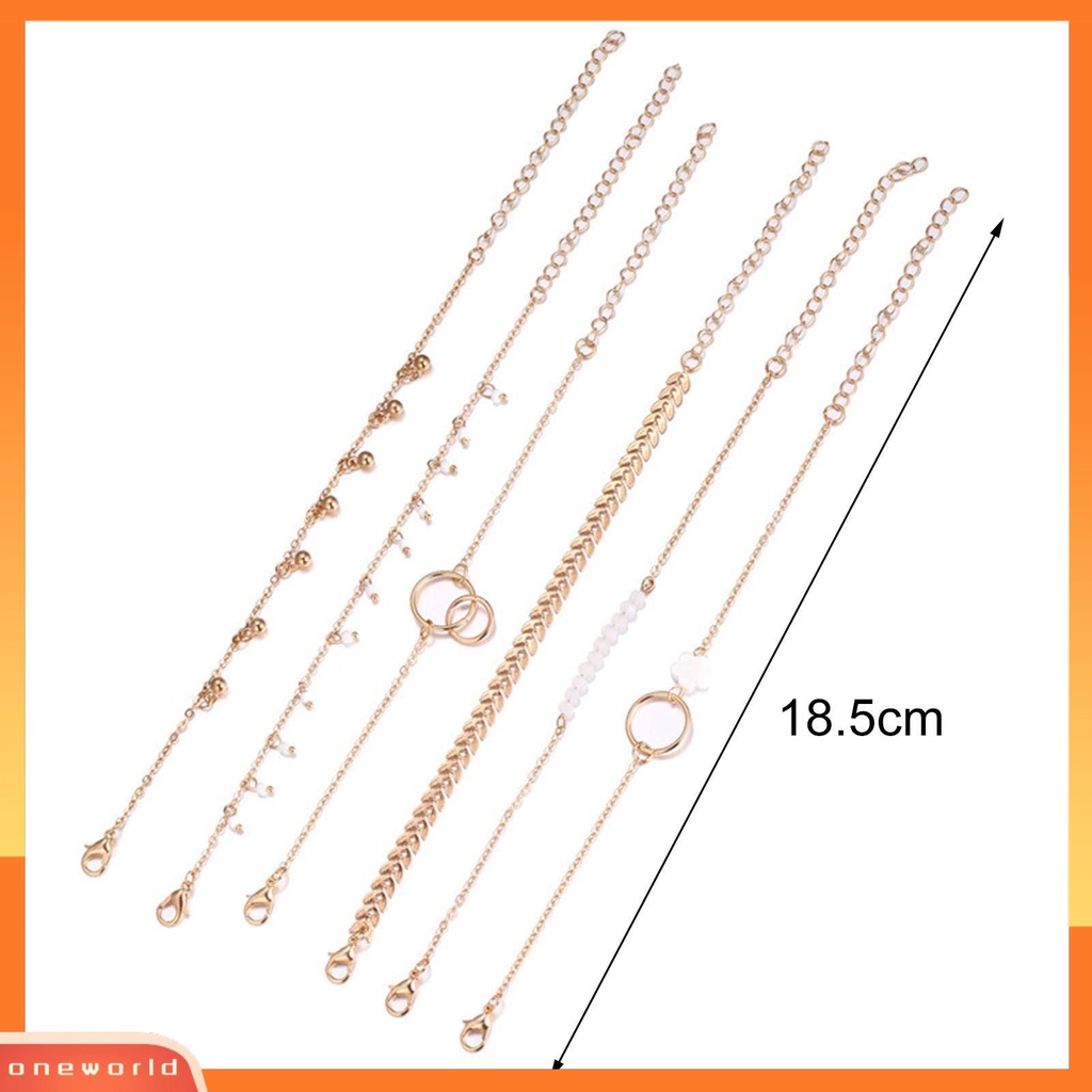 [EONE] 6pcs Gelang Wanita Stackable Circle Jewelry Adjustable Bright Luster Bracelets Untuk Pesta