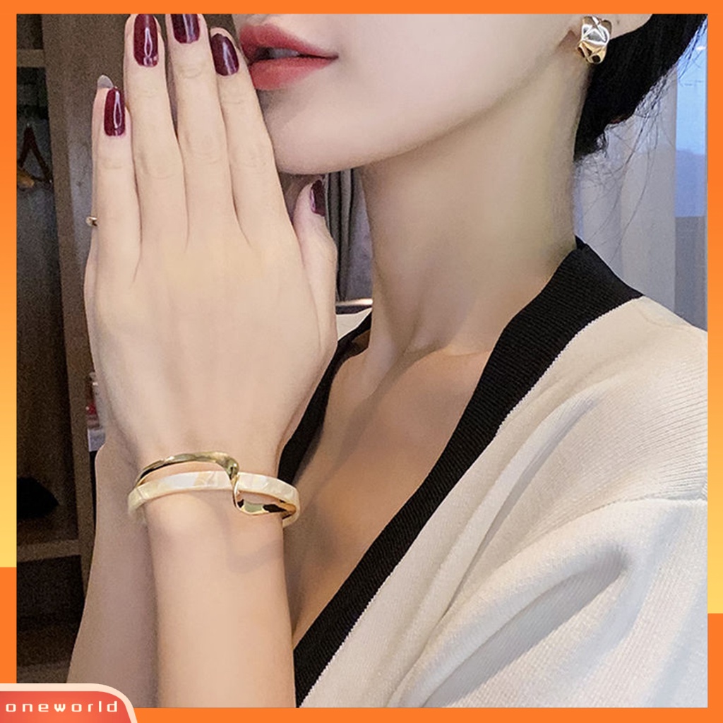 [EONE] Opening Bangle Electroplating Mirror Polishing Shiny Adjustable Opening Double Layer Papan Putih Sederhana Tekuk Gelang Pakaian Sehari-Hari