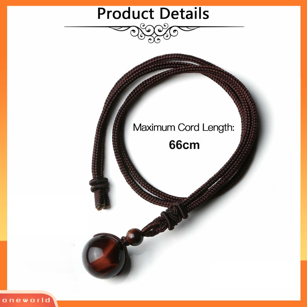 [EONE] Tali Rantai Geometris Buatan Tangan Adjustable Tali Nilon Batu Alam Tergantung Leher Dekorasi Finishing Terang Tiger Eye Batu Beruntung Kalung Perhiasan Aksesori