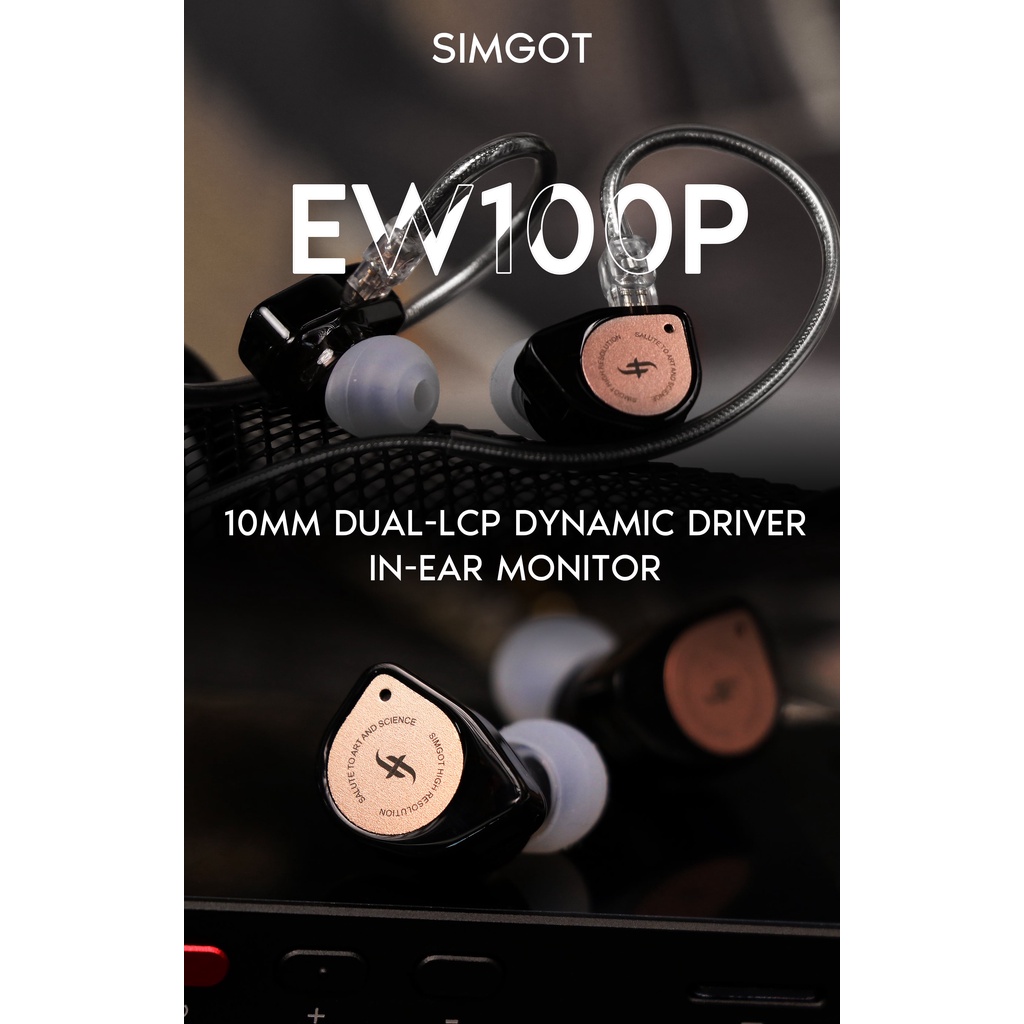 Simgot EW100P 10MM Dual-Cavity Dynamic Driver LCP Diafragma Earphone Kristal Kesetiaan Suara Earphone Untuk Musisi Audiophile EW100