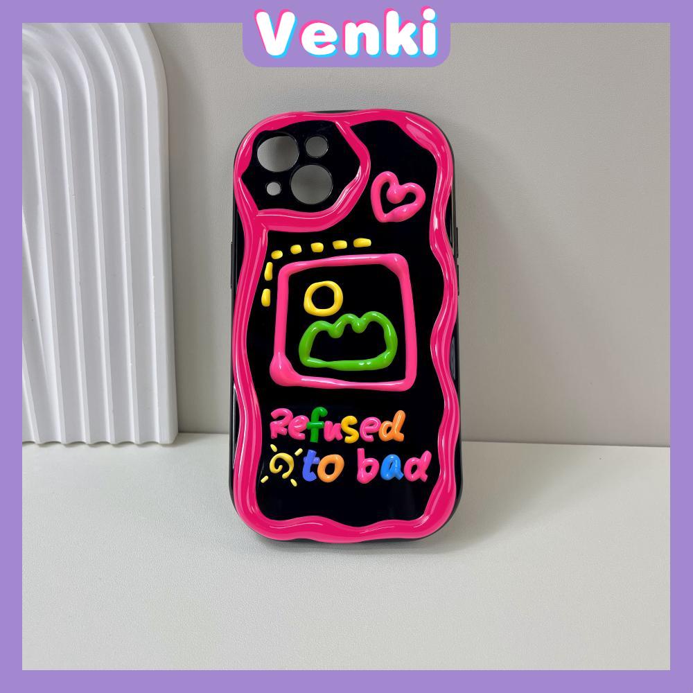 VENKI - For iPhone 11 iPhone Case 3D Curved Edge Wave Glossy Black TPU Airbag Shockproof Camera Cover Purple Bunny Compatible with iPhone 14 13 Pro max 12 Pro Max xr xs max 7 8Plus