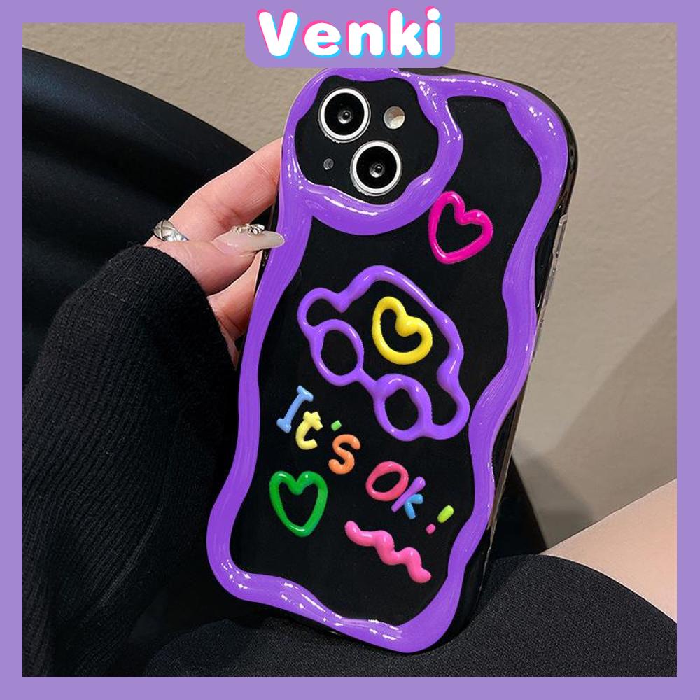 VENKI - For iPhone 11 iPhone Case 3D Curved Edge Wave Glossy Black TPU Airbag Shockproof Camera Cover Purple Car Compatible with iPhone 14 13 Pro max 12 Pro Max xr xs max 7 8Plus