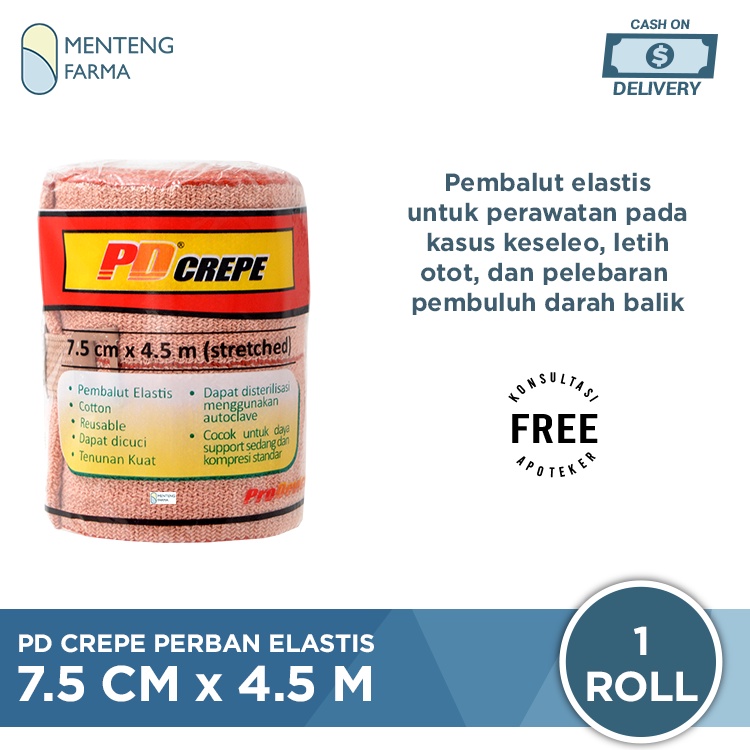 PD Crepe Perban Elastis 7.5 CM x 4.5 M - Perban Kain Cedera Keseleo