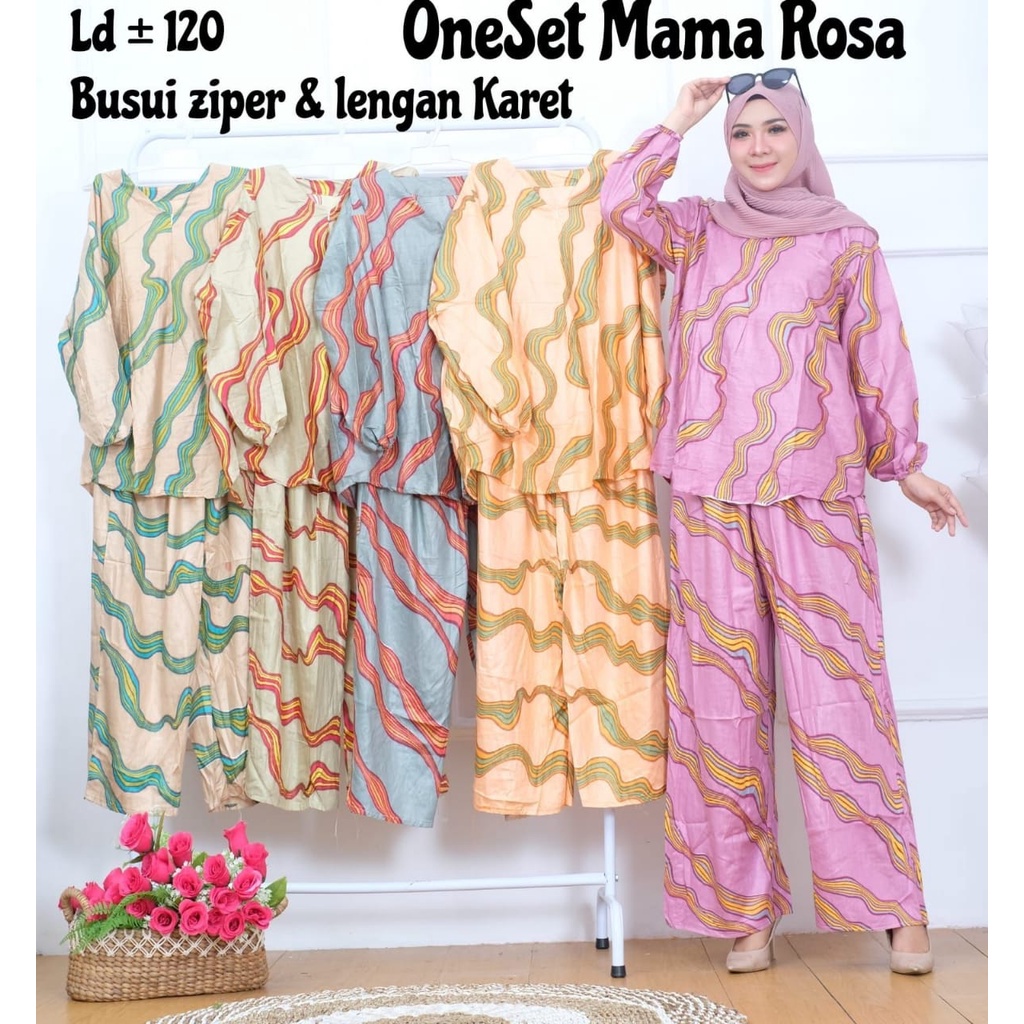 Terlaris BAJU WANITA JUMBO LD 120 ONE SET MAMA ROSSA TERBARU