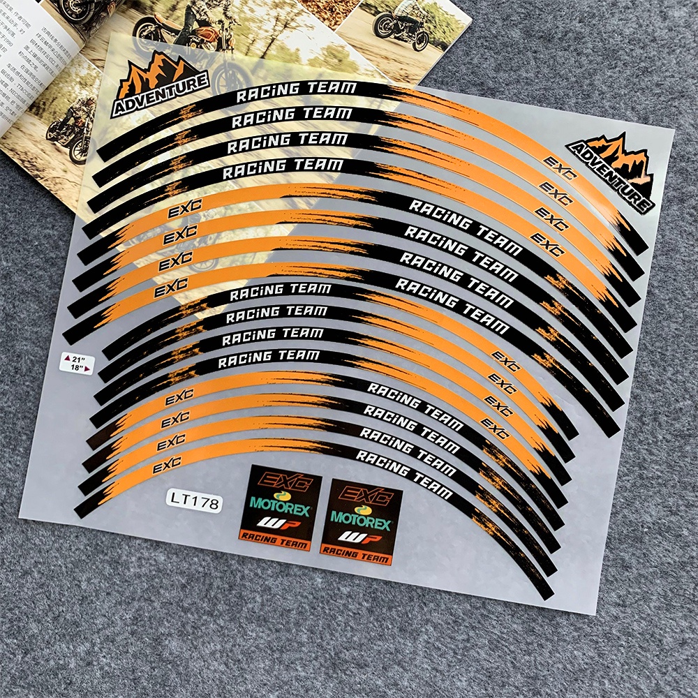 Ktm EXC 125 200 250 300 350 400 450 500 525 530 EXC-F Reflektif Aksesoris Motor Roda Sticker Rim Decal Stripe Tape