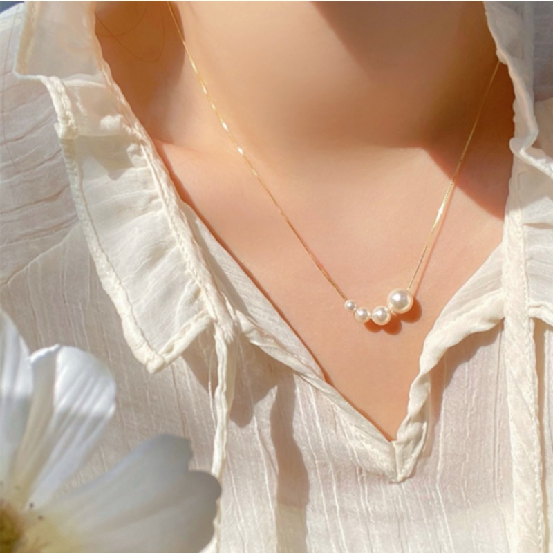 Kami Bunga Klasik 14 K Emas Mutiara Manik-Manik Liontin Kalung Untuk Wanita Gadis Korea Fashion Pesona Choker Kalung Elegan Perhiasan Aksesoris