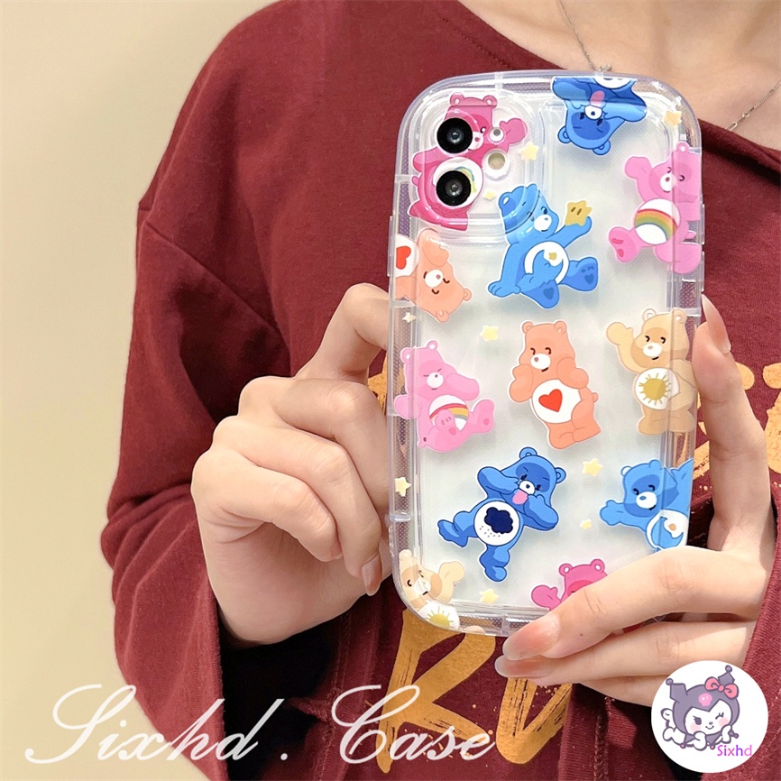 Untuk Redmi Note 12 11 11s 10s 9s 10Pro Redmi 12 12C 10C 11A 10A 9C 9T 9A A2 A1 Xiaomi 11 Lite Poco M3 X3Pro NFC Fashion Beruang Pelangi AirBag Case Lembut TPU Shockproof Pelindung Cover